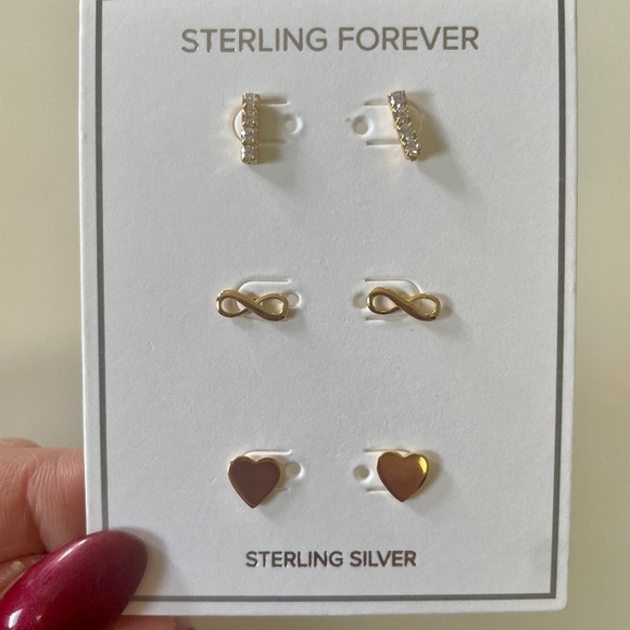 Sterling Forever 14K Gold Sterling Silver Earrings Set of 3 - BRAND NEW - Picture 5 of 6